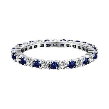 Imagem de Anel Feminino Empilhável Liso De Prata Esterlina 925 Com Zircônia Comp