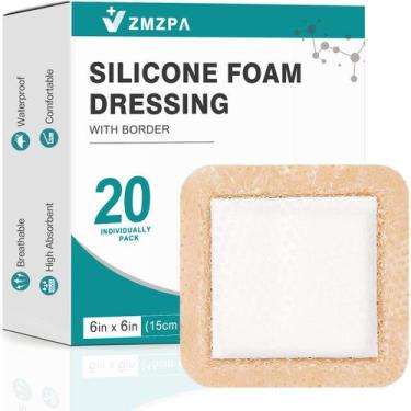 Imagem de Curativo de espuma de silicone ZMZPA 15 cm impermeável, pacote com 20 