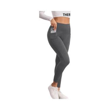 Imagem de Leggings Femininas De Cintura Alta Com Forro Térmico E Bolsos, Quentes