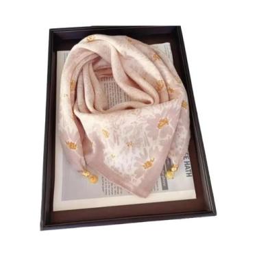 Imagem de Lenço De Seda Luxuoso Feminino Com Fivela Magnética, Estampado, Quadra