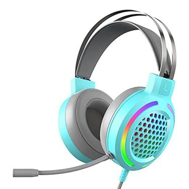 Imagem de Headset com fio USB7.1 RGB para jogos com alto-falante de 50 mm e microfone omnidirecional de redução de ruído azul
