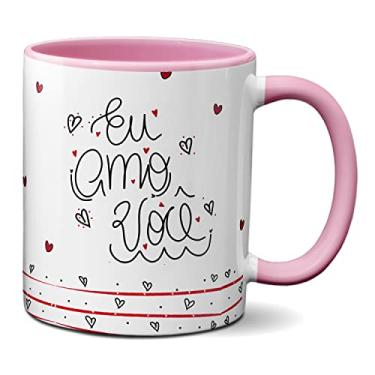 Imagem de Caneca Flork Meme Namorados Apaixonados Beijo Eu Amo Você (Rosa)