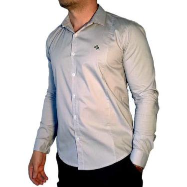 Imagem de Camisa Social Masculina  M.L.  Slim Fit (Cinza)97% Algodão 3% Elastano