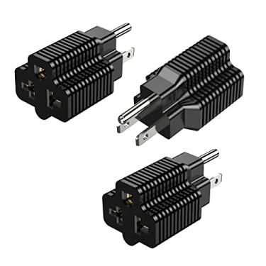 Imagem de [Pacote com 3] Plugue doméstico de 15 Amp para adaptador de 20 Amp, Nema 5-15P para 5-15R/5-20R, 5-15P para 6-15R/6-20R T-Blade 20Amp para 15Amp Conversor de tomada CA, 15A 125V para 20A 250V Plugue