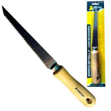 Imagem de Serrote Profissional Drywall Gesso Cabo Madeira Lâmina Aço