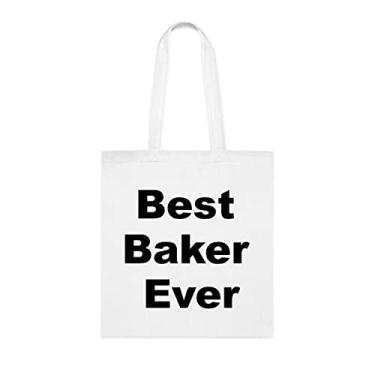 Imagem de Bolsa Baker Tote Bag, Best Baker Ever Bag, Baker Presente, Presente para Baker, Bolsa de ombro Baker, Bolsas reutilizáveis de padeiro, Ideia de de Natal, Branco