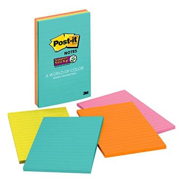 Imagem de Post-it Notas super adesivas, 10 x 15 cm, 4 blocos, 2x The Sticking Power, Supernova Neons, cores neon, recicláveis (4621-SSMIA)