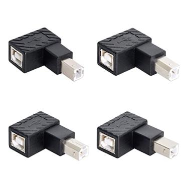Imagem de Cablecc 4 peças adaptador de extensão USB 2.0 B tipo macho para fêmea horizontal vertical angular 90 graus para scanner de disco