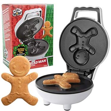 Imagem de Mini máquina de waffle Gingerbread Man - Torne este Natal especial para crianças com ferro de waffle festivo de 10 cm, aparelho elétrico antiaderente para café da manhã para a temporada de Natal