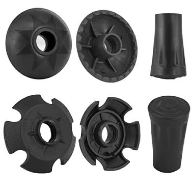 Imagem de Acessórios de vara de caminhada pontas de borracha, conjunto de 6 suportes de neve para substituição de suporte de lama para bastões de caminhada para todos os bastões de caminhada comuns, bastões de caminhada