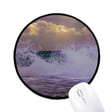 Imagem de DIYthinker Ocean Sea Wave Spray Science Nature Picture Mouse Pad Desktop Office Tapete Redondo para Computador