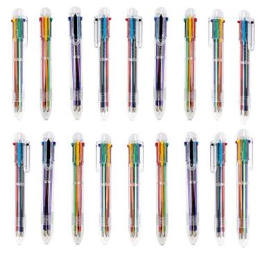 Imagem de Huji Canetas esferográficas multicoloridas de 0,5 mm para material escolar, escritório, artes e artesanato, presente de festa para estudantes (canetas retráteis multicoloridas, pacote com 18, 6 em 1)
