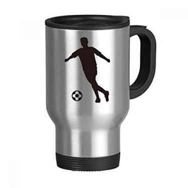 Imagem de Caneca de viagem de futebol futebol futebol com tampa flip em aço inoxidável copo carro copo térmico