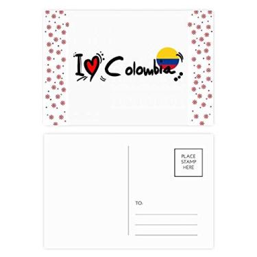Imagem de I Love Colombia Bandeira de Palavra Love Ilustração de Coração Natal Flor Celebração Cartão Postal Bênção Cartão de Correio