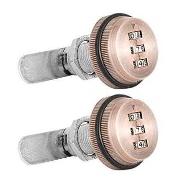 Imagem de Qinlorgo Fechadura de senha de 3 dígitos, fechadura de armário, design de senha de 3 dígitos para caixas de cartas, armários de equipe (cobre vermelho, 30 mm)