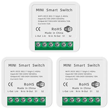 Imagem de Mini Interruptor inteligente wifi 16A, Módulo Automação Inteligente 3 PCS, Módulo de Interruptor Interno diy suporta 2 vias de controle, Compatvel com Alexa/Google Home.