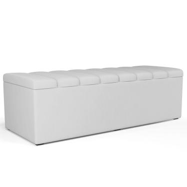 Imagem de Calçadeira Recamier Baú Para Cama De Casal King Dália 195x50 cm W01 Facto Branco - Lyam
