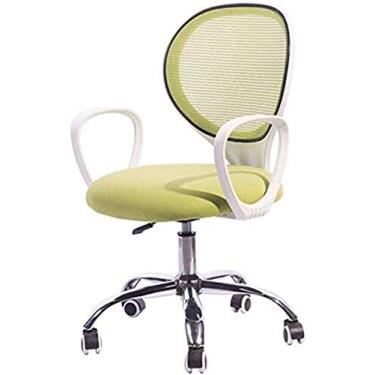 Imagem de Cadeira de escritório Cadeira de escritório com encosto redondo Cadeira giratória de malha nas costas com braços - Cadeira ergonômica para computador/escritório (cor: branco, tamanho: 88 * 60 cm)