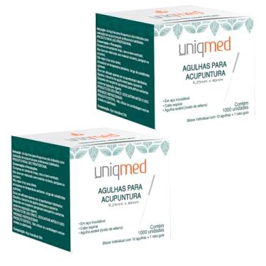 Imagem de AGULHA PARA ACUPUNTURA 1000UN 0,25X40MM KIT 2CX UNIQMED TAMANHO:0,25X40MM