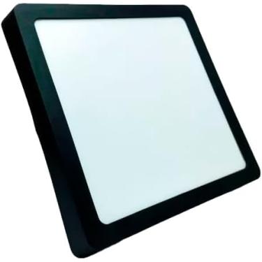 Imagem de Painel Plafon Preto 40w Sobrepor Luz Quente Quadrado 40x40 3000k Bivolt Borda Preta Teto Gesso