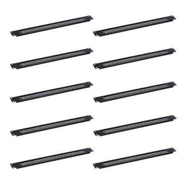 Imagem de RackPath Espaçadores de painel de montagem em rack em branco 1U com ventilação (pacote com 10) para gabinete de rack de servidor de 48 cm ou gabinete de rede