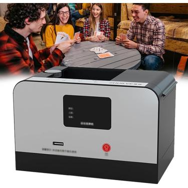 Imagem de Robô negociante de cartas, máquina negociante de cartas estilo cassino com licenciamento de alta velocidade de 360°, Maxim Deal 2 baralhos, embaralhador de cartas de jogo para jogos de 3 a 8