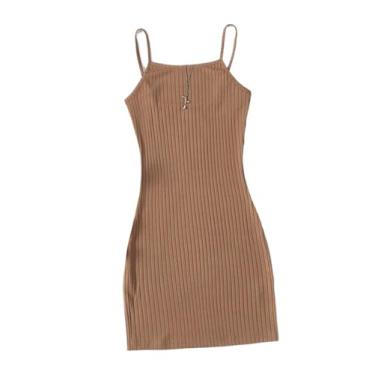 Imagem de Camisa Feminina Solid Cami Bodycon Dress (Color : Brown, Size : Petite M)