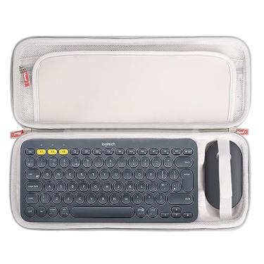 Imagem de Mchoi Capa rígida para combinação Logitech Pebble 2 Combo K380 K380s teclado sem fio e mouse Pebble Mouse, com bolso de malha para cabo UBS e acessórios, apenas capa