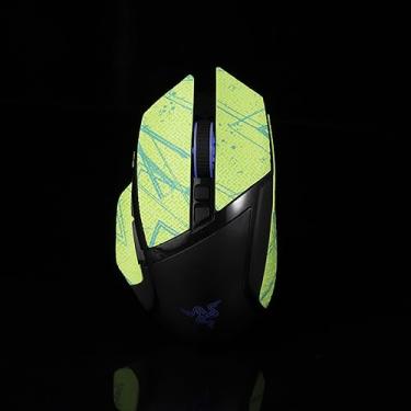 Imagem de Hokeyio Adesivo de fita adesiva de mouse para Razer Basilisk Ultimate/X HYPERSPEED Antiderrapante Suck Sweat Pre Cut Easy Instand Tinta verde