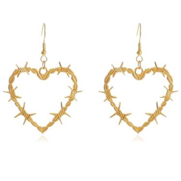 Imagem de RCHENGYANUIMA Brincos punk góticos de arame farpado com espinhos e espinhos de malha de metal para mulheres, homens e meninas, Halloween, Zinco, Sem pedra preciosa