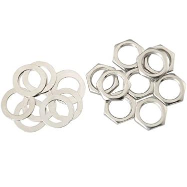 Imagem de MEETOOT 10 conjuntos de porca de potenciômetro de 3/20.3 cm x 32 porcas métricas de entrada e saída de guitarra 9,36 mm, kit de junta de porca de latão