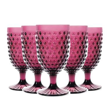 Imagem de G Taças de bebidas geladas Hobnail roxas, 368,5 g-6 conjunto vintage Hobnail Cálice de vidro, taças de vinho coloridas para água, vinho, coquetéis, sucos de vidro extravagantes para o dia a dia