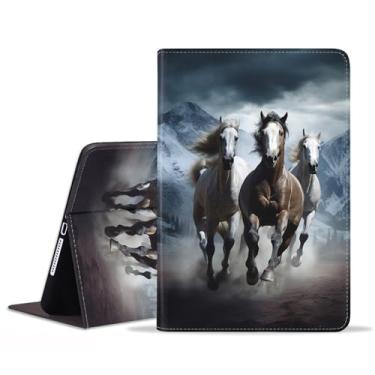Imagem de WEUIUJKILO Capa para Samsung Galaxy Tab A9 Plus polegadas 2023 (modelo: SM-X210/X216/X218), capa inteligente fina de couro PU dobrável com hibernar/despertar automático, cavalo correndo