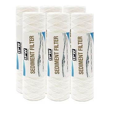 Imagem de IPW Industries Inc. Filtro de água ferida de 50 mícrons para cartucho de substituição universal para toda a casa, filtros de sedimentos para água de poço, 25,4 x 6,3 cm - pacote com 6