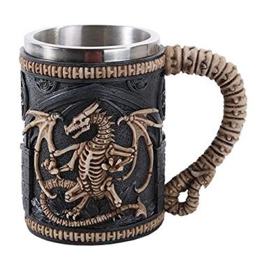 Imagem de Pacific Giftware Esqueleto Gótico Dragão Caveira Tankard Cerveja Caneca 473 ml Inserção de Aço Inoxidável