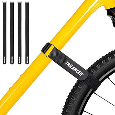 Imagem de Tiras para Suporte de Bicicleta, Kit com 4 Trilancer – Tiras Ajustáveis para Estabilização de Rodas com Sistema de Gancho e Argola para Carro e Suporte de Parede, Transporte (65 cm x 3,8 cm)