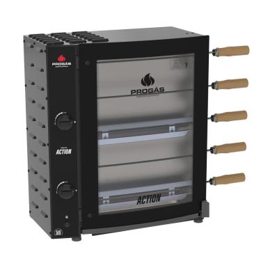Imagem de Forno Rotativo a Gás Progás 5 Espetos Queimador Tubular Bivolt PRAC-05T ACTION