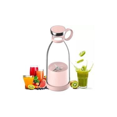 Imagem de Personal Blender Juicer Garrafa portátil de 420ml rosa 40W