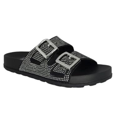 Imagem de Rasteira Birken Moleca Strass Fivelas - Preto - 38