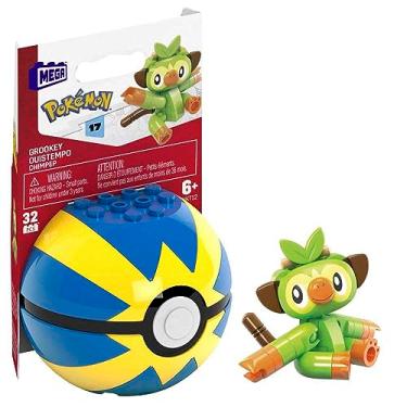 Imagem de Mega Construx Pokemon Series 17 Grookey Figure Building Set with Quick Poke Ball