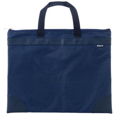 Imagem de M&G Bolsa grande com zíper de 30,5 x 38 cm com alça, bolsa de armazenamento de documentos Oxford impermeável dobrável A4, organizador de arquivos para pasta de arquivamento de livros de viagem de