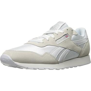 Imagem de Reebok Tênis masculino clássico de nylon, Branco/Aço, 38