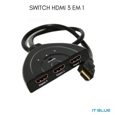 Imagem de Cabo Y Divisor Switch 3 Entradas Hdmi Conversor 3x1 Duplicador Tv Note