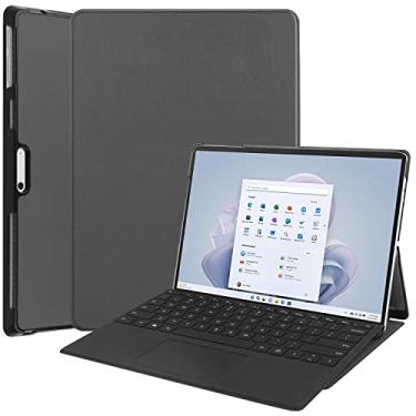 Imagem de Bolsa para tablet, capa Estojo para Microsoft Surface Pro 9 2022 lançado (13 polegadas) Estojo para tablet inteligente dobrável em três partes, Capa traseira para PC rígido Capa fina para vários ângul