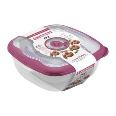 Imagem de Kit 3 Potes Plásticos Quadrados Herméticos Açai 280ml, 920ml, 2,7L Flo