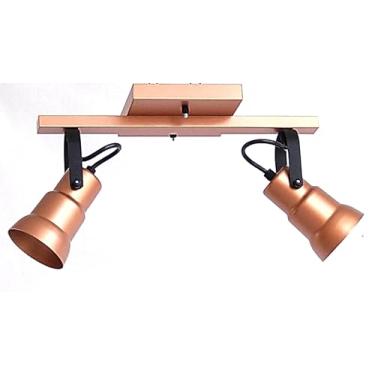 Imagem de Luminária Spots de Trilho com 2 Lâmpadas - 35x19 - Direcionáveis No Trilho Alumínio E27 - Luminária Spot (COBRE C/PRETO)