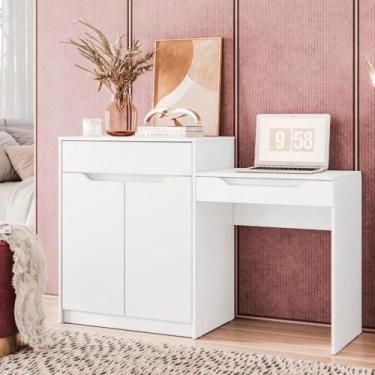 Imagem de Penteadeira e Escrivaninha 2 Portas 1 Gaveta Trend Albatroz, Branco Fo