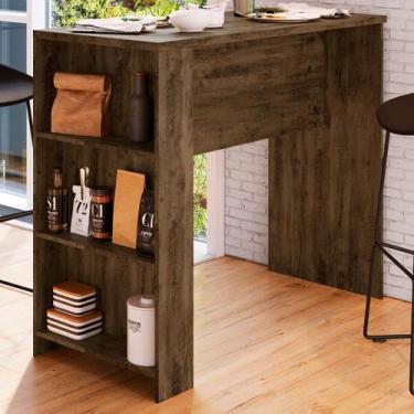 Imagem de Bancada de Cozinha Luna 3 Prateleiras Itaúna - Irm Móveis, Marrom, Mod