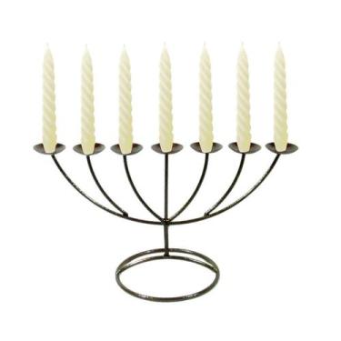 Imagem de Menorah Castiçal 7 Braços Velas brancas 32 cm X 19cm Velitas - Velitas