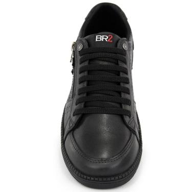 Imagem de Sapatênis Masculino Ziper Footwear Cadarço Em Couro Preto